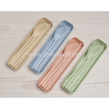 Eco-Friendly Wheat Straw Spoon Chopstick Fork Set